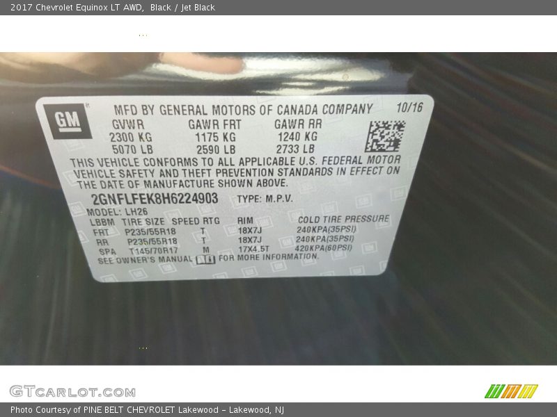 Black / Jet Black 2017 Chevrolet Equinox LT AWD