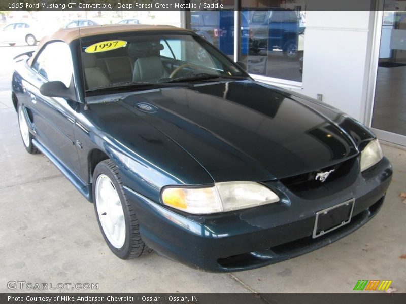 Deep Forest Green Metallic / Saddle 1995 Ford Mustang GT Convertible