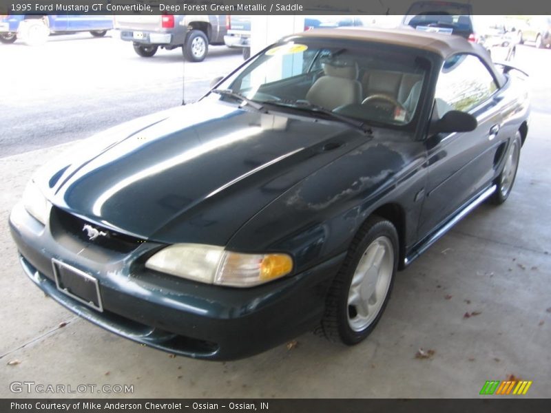 Deep Forest Green Metallic / Saddle 1995 Ford Mustang GT Convertible