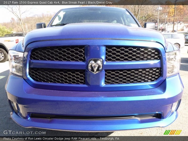 Blue Streak Pearl / Black/Diesel Gray 2017 Ram 1500 Express Quad Cab 4x4