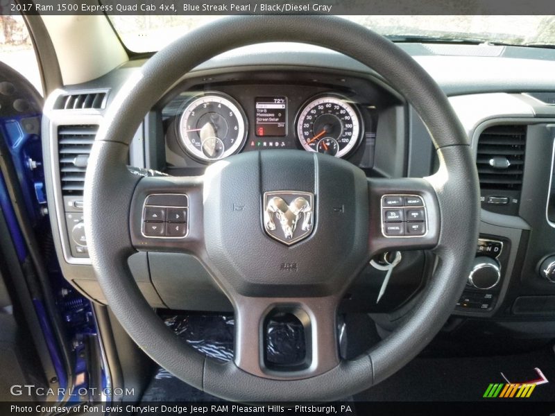 Blue Streak Pearl / Black/Diesel Gray 2017 Ram 1500 Express Quad Cab 4x4