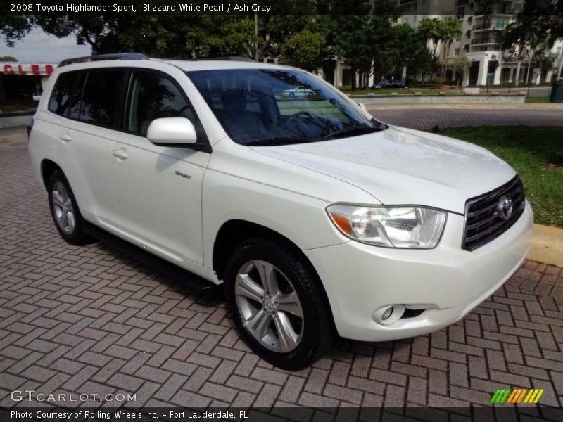 Blizzard White Pearl / Ash Gray 2008 Toyota Highlander Sport