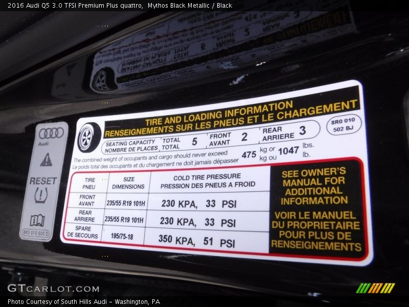 Mythos Black Metallic / Black 2016 Audi Q5 3.0 TFSI Premium Plus quattro