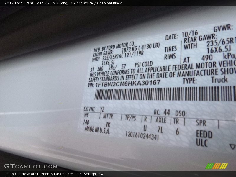 YZ - 2017 Ford Transit Van 350 MR Long