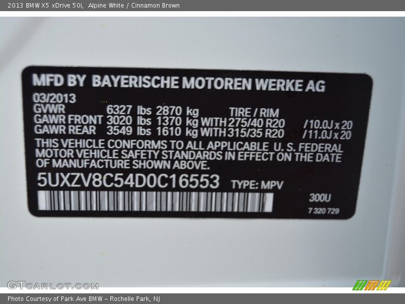 Alpine White / Cinnamon Brown 2013 BMW X5 xDrive 50i