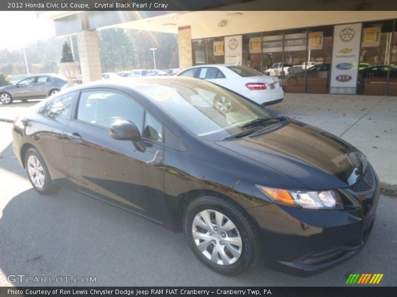 Crystal Black Pearl / Gray 2012 Honda Civic LX Coupe