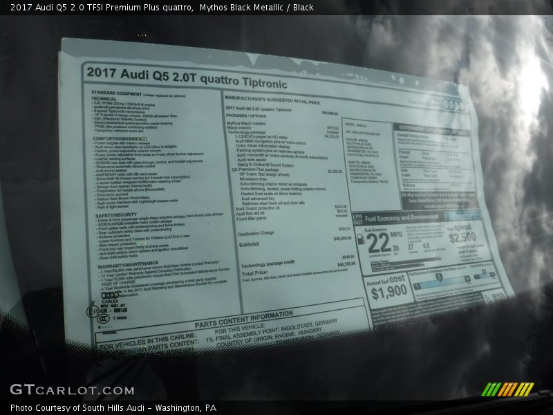 Mythos Black Metallic / Black 2017 Audi Q5 2.0 TFSI Premium Plus quattro