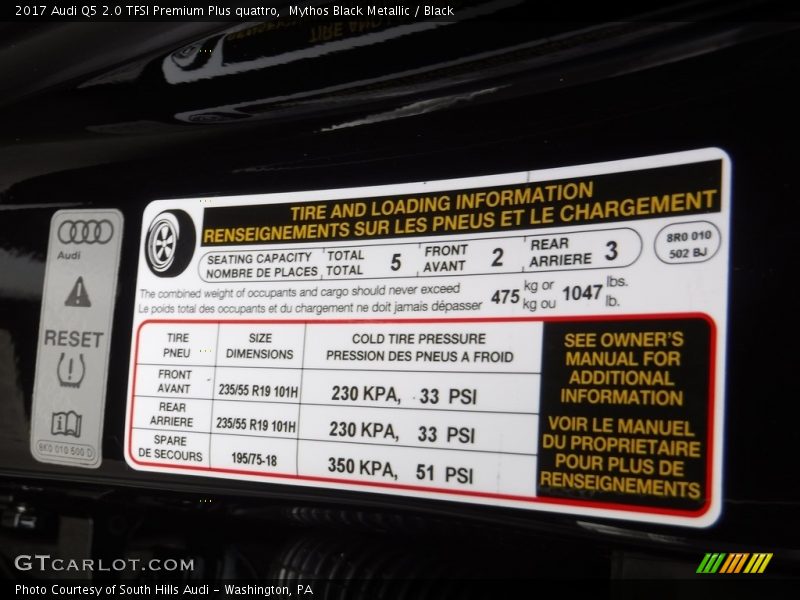 Mythos Black Metallic / Black 2017 Audi Q5 2.0 TFSI Premium Plus quattro