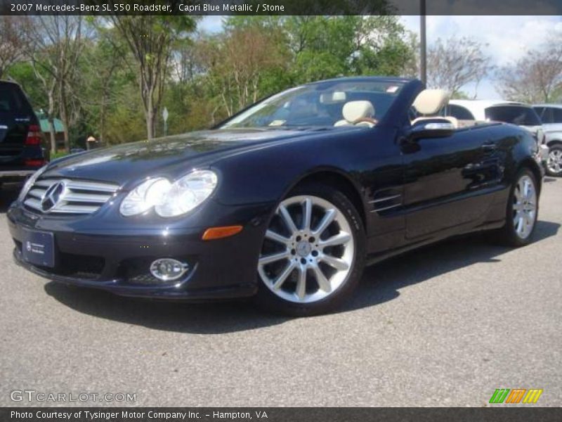 Capri Blue Metallic / Stone 2007 Mercedes-Benz SL 550 Roadster