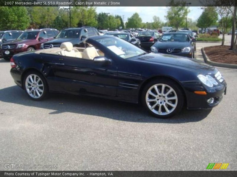 Capri Blue Metallic / Stone 2007 Mercedes-Benz SL 550 Roadster