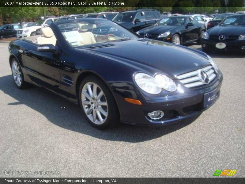 Capri Blue Metallic / Stone 2007 Mercedes-Benz SL 550 Roadster
