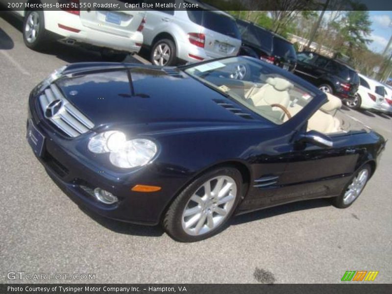 Capri Blue Metallic / Stone 2007 Mercedes-Benz SL 550 Roadster