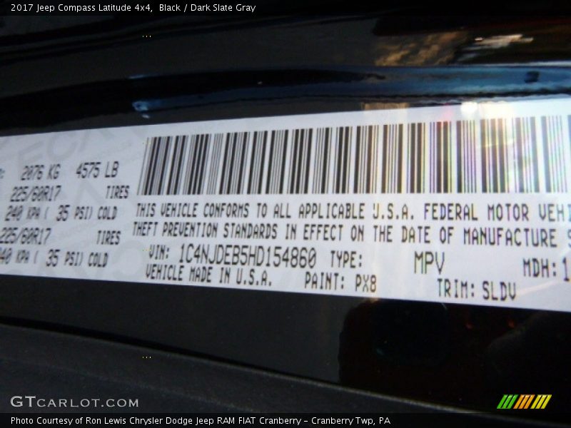 Black / Dark Slate Gray 2017 Jeep Compass Latitude 4x4
