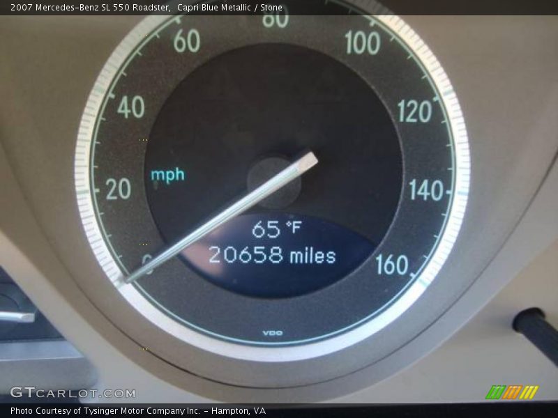 Capri Blue Metallic / Stone 2007 Mercedes-Benz SL 550 Roadster