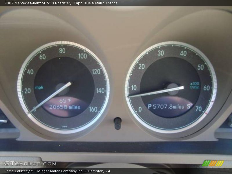 Capri Blue Metallic / Stone 2007 Mercedes-Benz SL 550 Roadster