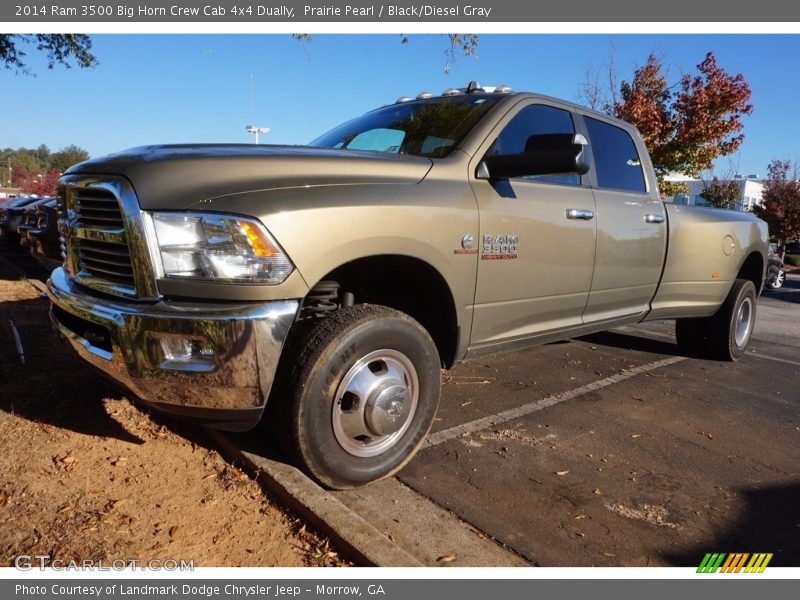 Prairie Pearl / Black/Diesel Gray 2014 Ram 3500 Big Horn Crew Cab 4x4 Dually