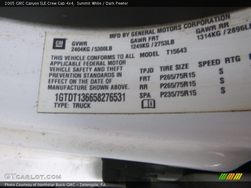 Summit White / Dark Pewter 2005 GMC Canyon SLE Crew Cab 4x4