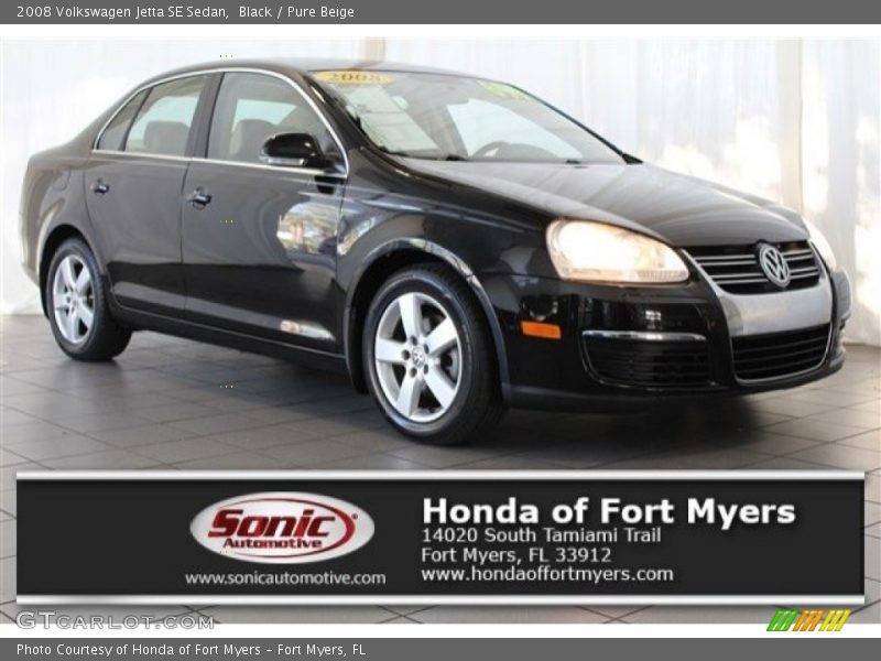 Black / Pure Beige 2008 Volkswagen Jetta SE Sedan