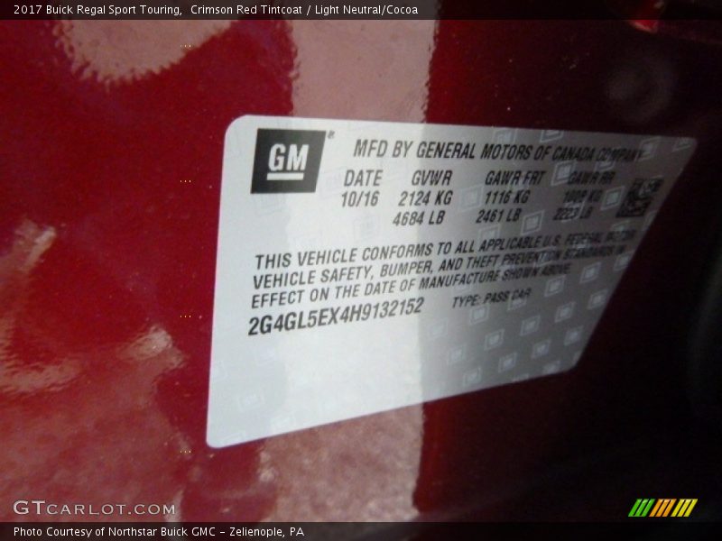 Crimson Red Tintcoat / Light Neutral/Cocoa 2017 Buick Regal Sport Touring