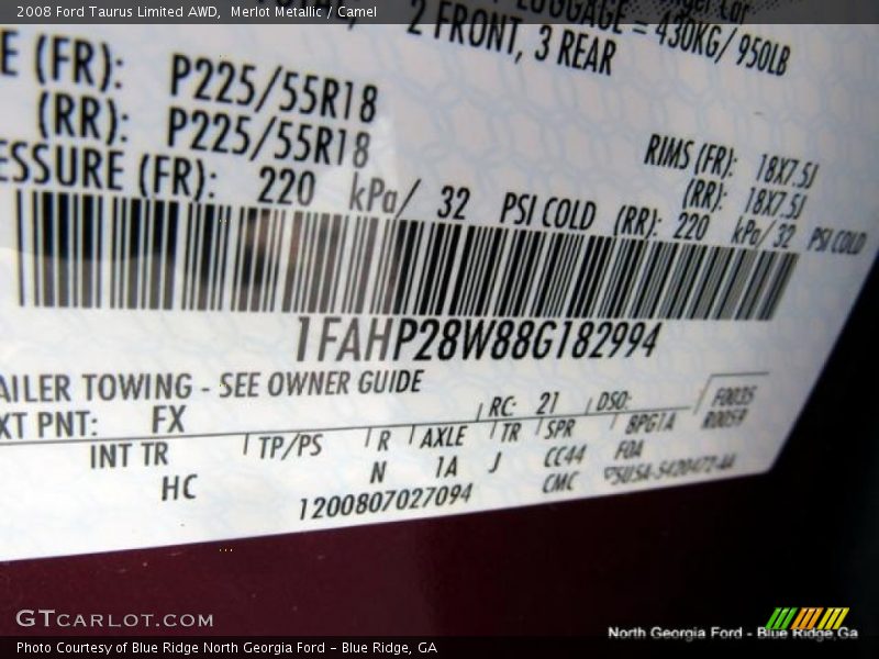 Merlot Metallic / Camel 2008 Ford Taurus Limited AWD