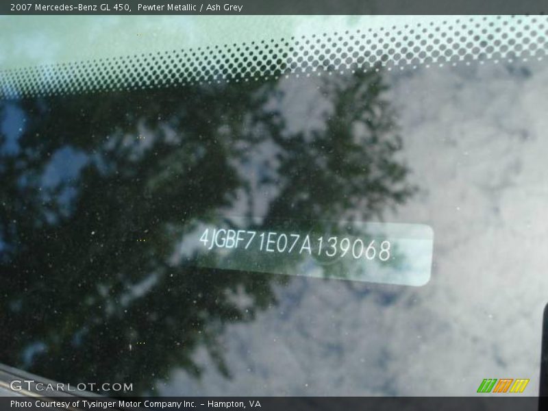 Pewter Metallic / Ash Grey 2007 Mercedes-Benz GL 450
