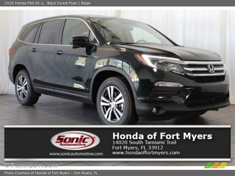 Black Forest Pearl / Beige 2016 Honda Pilot EX-L