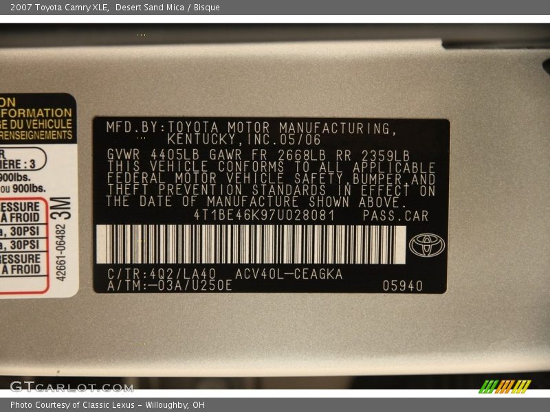 Desert Sand Mica / Bisque 2007 Toyota Camry XLE