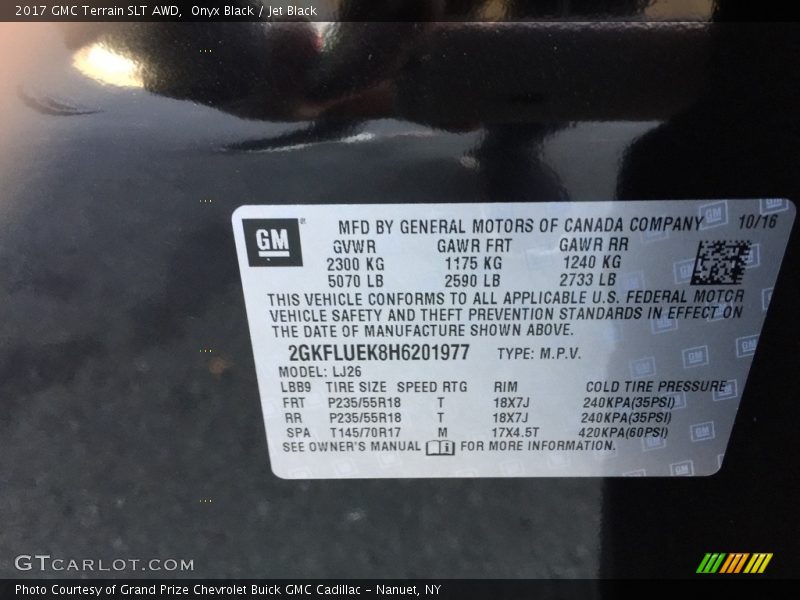 Onyx Black / Jet Black 2017 GMC Terrain SLT AWD