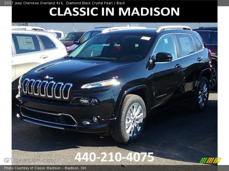 Diamond Black Crystal Pearl / Black 2017 Jeep Cherokee Overland 4x4