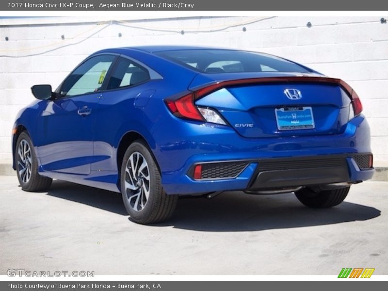 Aegean Blue Metallic / Black/Gray 2017 Honda Civic LX-P Coupe