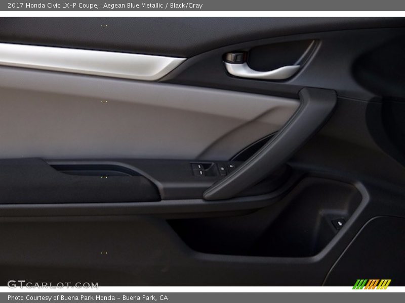 Aegean Blue Metallic / Black/Gray 2017 Honda Civic LX-P Coupe