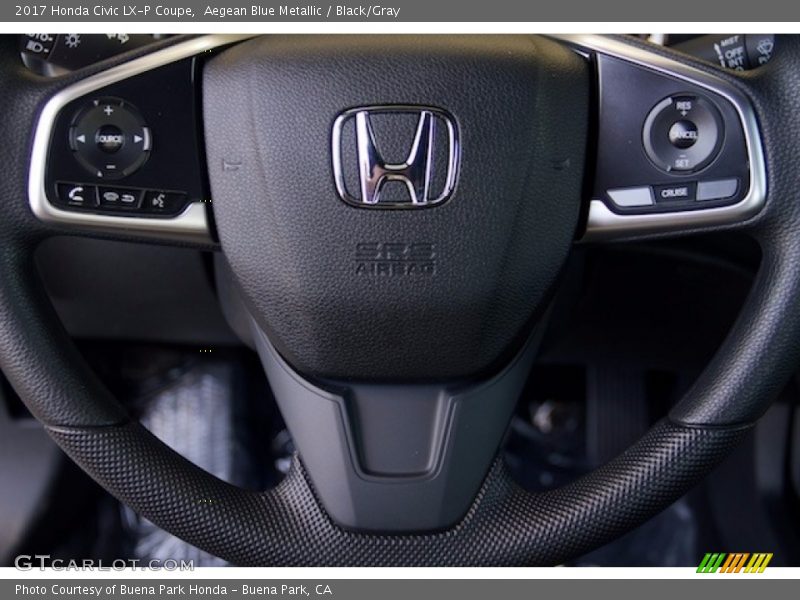 Aegean Blue Metallic / Black/Gray 2017 Honda Civic LX-P Coupe