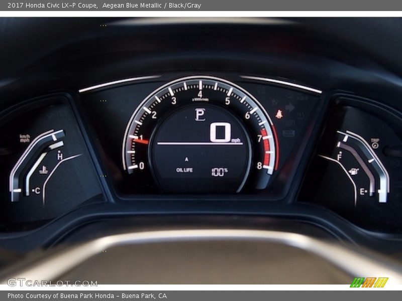 Aegean Blue Metallic / Black/Gray 2017 Honda Civic LX-P Coupe