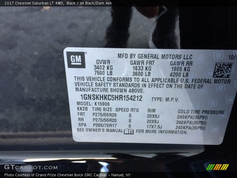 Black / Jet Black/Dark Ash 2017 Chevrolet Suburban LT 4WD