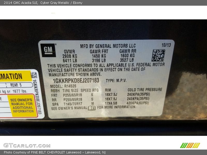 Cyber Gray Metallic / Ebony 2014 GMC Acadia SLE
