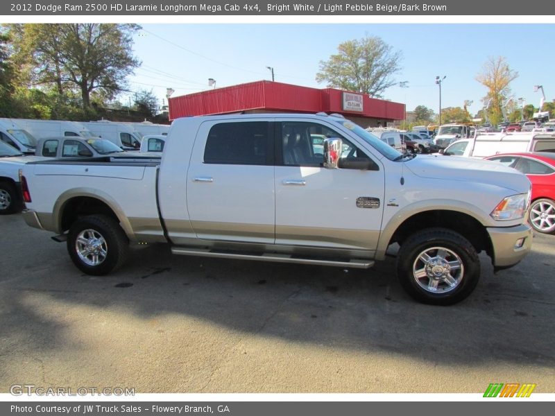 Bright White / Light Pebble Beige/Bark Brown 2012 Dodge Ram 2500 HD Laramie Longhorn Mega Cab 4x4