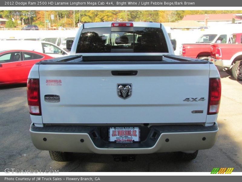 Bright White / Light Pebble Beige/Bark Brown 2012 Dodge Ram 2500 HD Laramie Longhorn Mega Cab 4x4