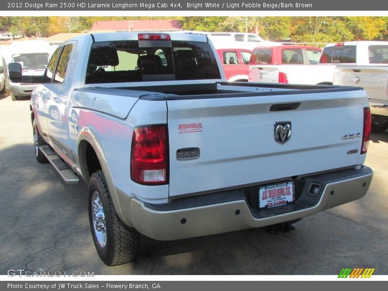 Bright White / Light Pebble Beige/Bark Brown 2012 Dodge Ram 2500 HD Laramie Longhorn Mega Cab 4x4