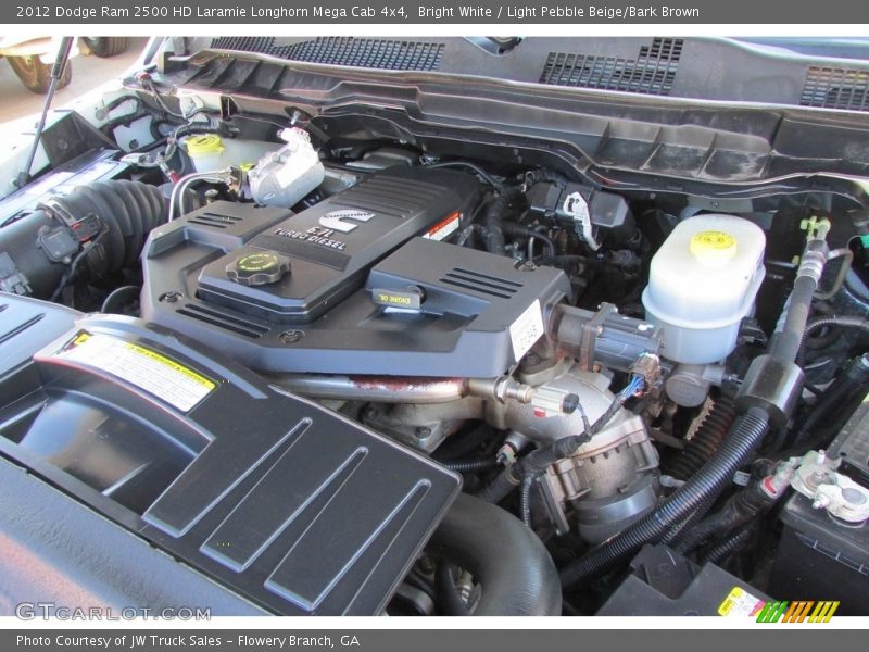 Bright White / Light Pebble Beige/Bark Brown 2012 Dodge Ram 2500 HD Laramie Longhorn Mega Cab 4x4