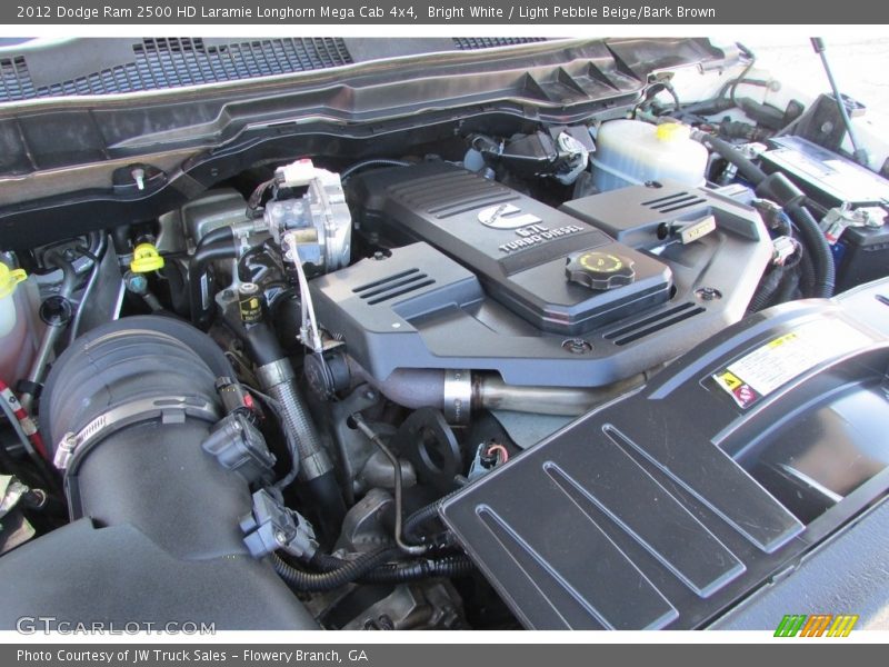Bright White / Light Pebble Beige/Bark Brown 2012 Dodge Ram 2500 HD Laramie Longhorn Mega Cab 4x4