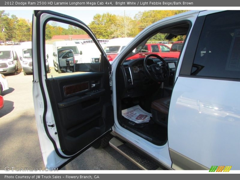 Bright White / Light Pebble Beige/Bark Brown 2012 Dodge Ram 2500 HD Laramie Longhorn Mega Cab 4x4