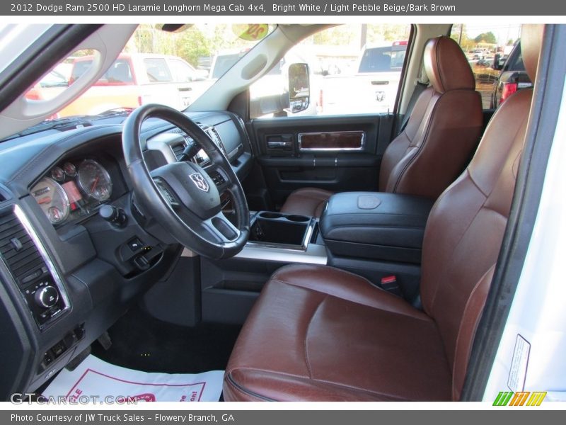 Bright White / Light Pebble Beige/Bark Brown 2012 Dodge Ram 2500 HD Laramie Longhorn Mega Cab 4x4