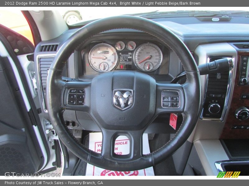 Bright White / Light Pebble Beige/Bark Brown 2012 Dodge Ram 2500 HD Laramie Longhorn Mega Cab 4x4