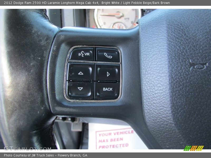 Bright White / Light Pebble Beige/Bark Brown 2012 Dodge Ram 2500 HD Laramie Longhorn Mega Cab 4x4