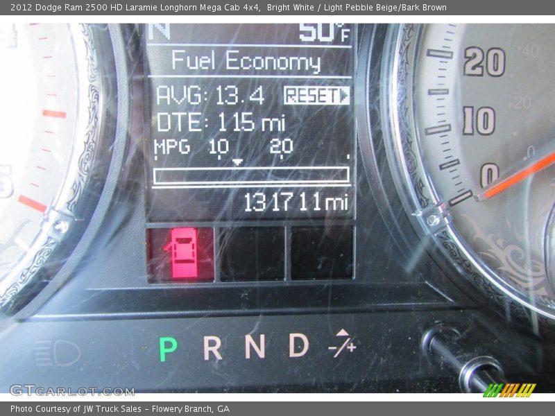 Bright White / Light Pebble Beige/Bark Brown 2012 Dodge Ram 2500 HD Laramie Longhorn Mega Cab 4x4