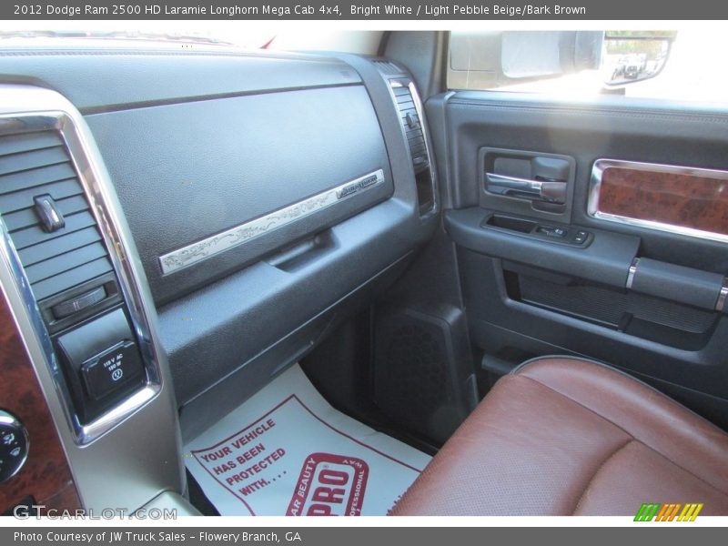 Bright White / Light Pebble Beige/Bark Brown 2012 Dodge Ram 2500 HD Laramie Longhorn Mega Cab 4x4