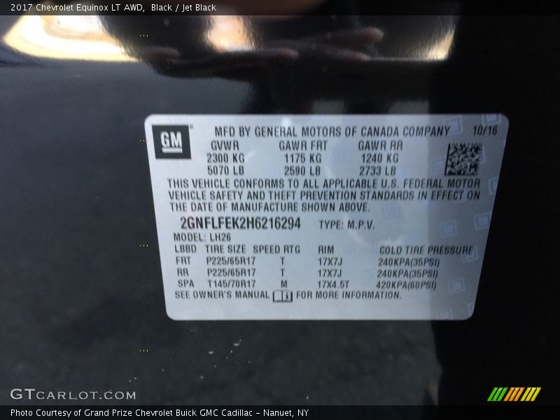 Black / Jet Black 2017 Chevrolet Equinox LT AWD
