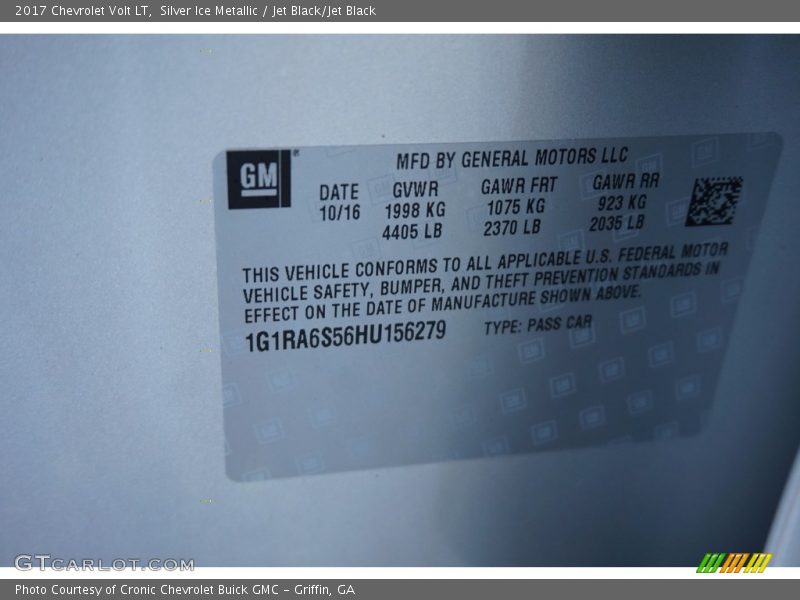 Silver Ice Metallic / Jet Black/Jet Black 2017 Chevrolet Volt LT