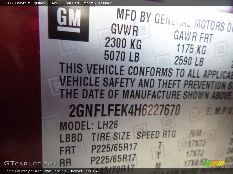 Siren Red Tintcoat / Jet Black 2017 Chevrolet Equinox LT AWD