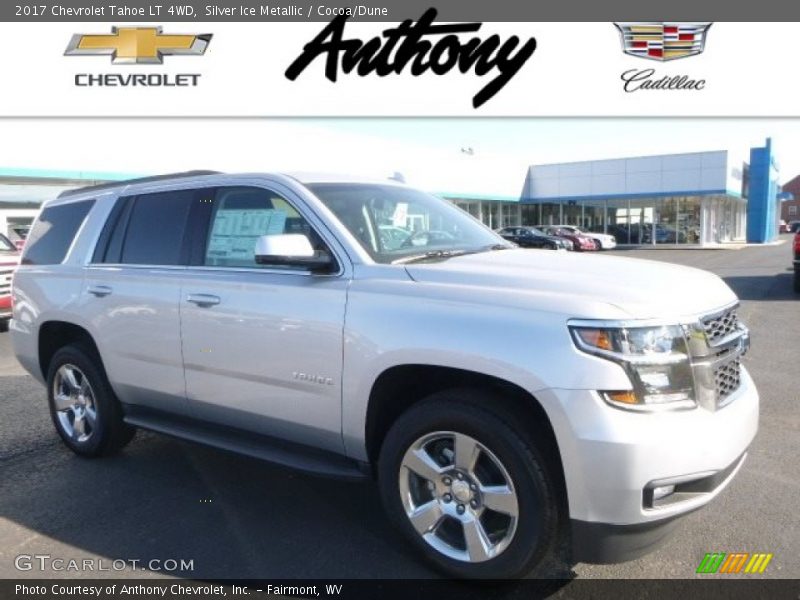 Silver Ice Metallic / Cocoa/Dune 2017 Chevrolet Tahoe LT 4WD